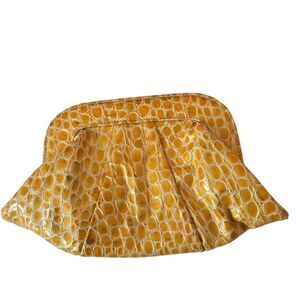 Lauren Merkin Womens Alligator Print Floral Lining Clutch Bag Yellow